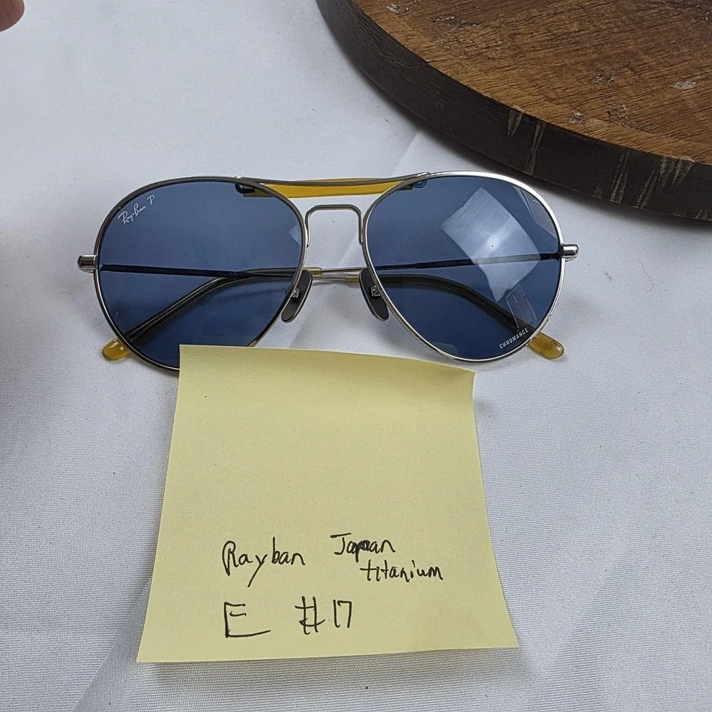 Ray-Ban RB 8063 Chromance Sunglasses Mens 55-16 Silver Titanium Blue Polarized